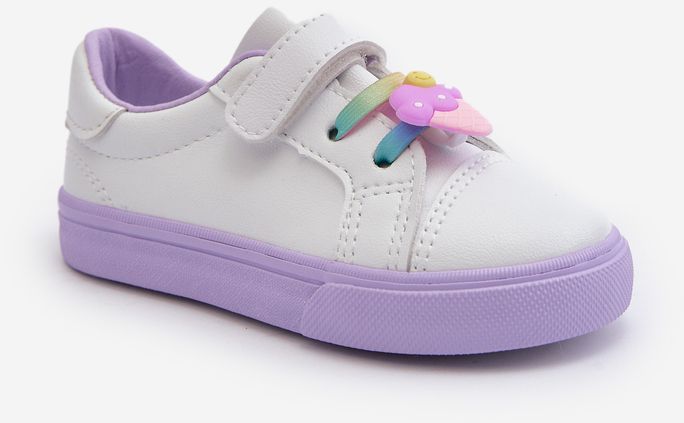 Children's sneakers Sneakers with a pin, white and purple Pennyn