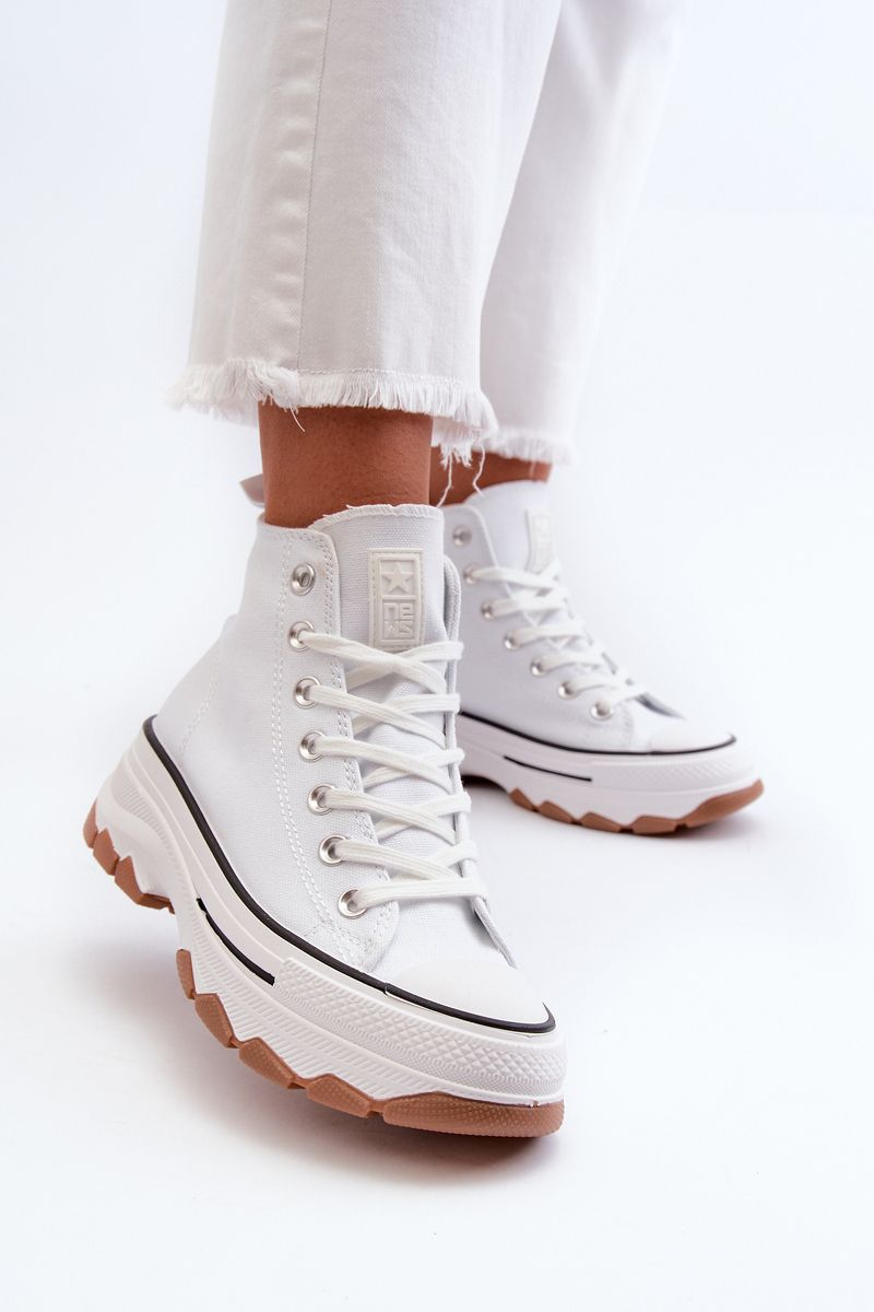 Women's High Platform Sneakers White Valvia