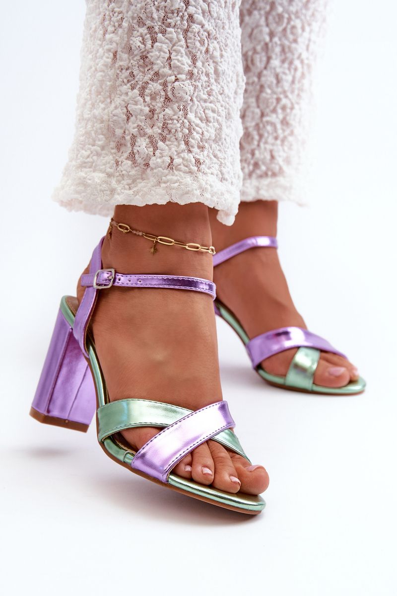 High-heeled sandals made of eco-leather, purple Abilica