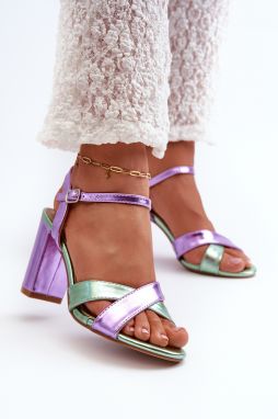 High-heeled sandals made of eco-leather, purple Abilica