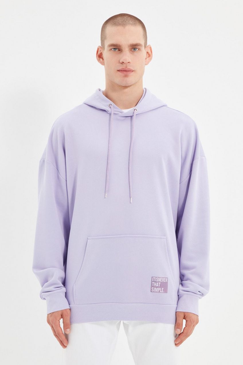Trendyol Lilac Oversize/Wide Cut Hooded Fleece/Warm Sweatshirt