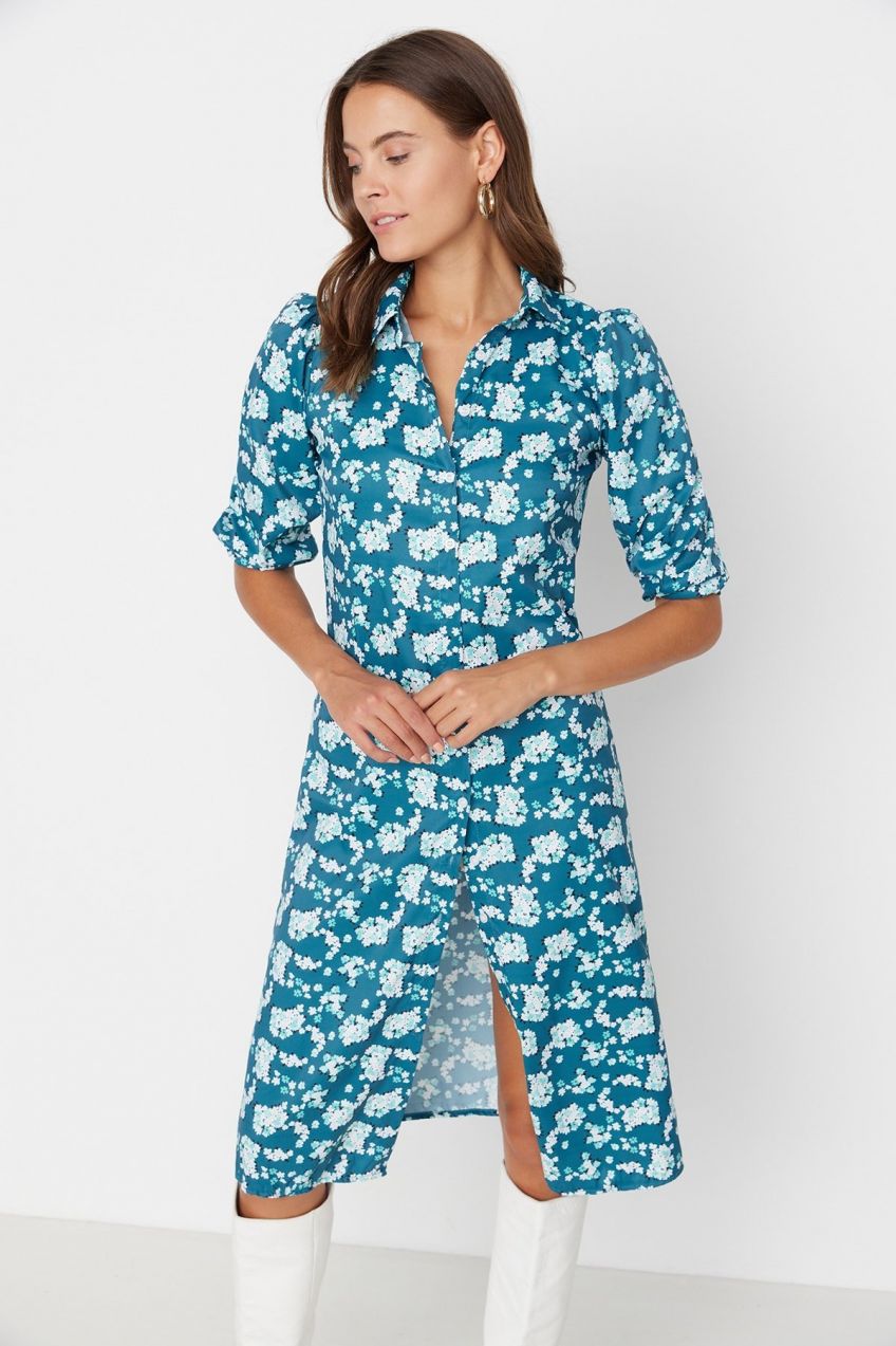 Trendyol Green Short Sleeve Woven Dress