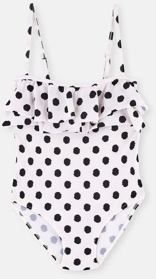 Dagi White Polka Dot Flounce Swimsuit