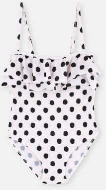 Dagi White Polka Dot Flounce Swimsuit