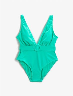 Koton Swimsuit Belted Deep V-Neck Thick Straps