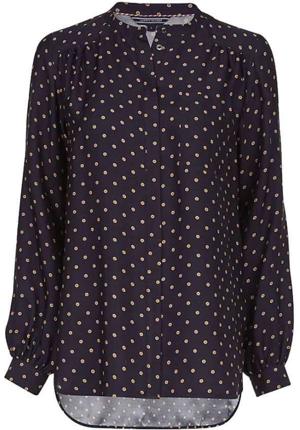 Tommy Hilfiger Blúzka - SYLVIA BLOUSE LS tmavomodrá