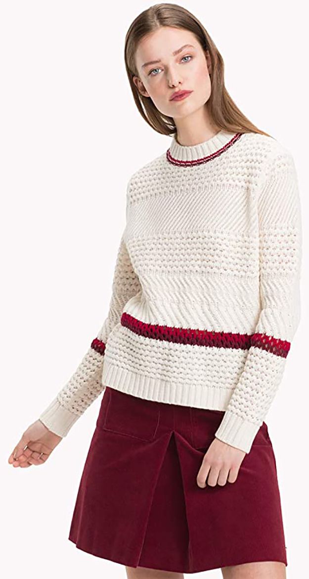 Tommy Hilfiger Sveter - WYNONA MOCK-NK SWTR biely