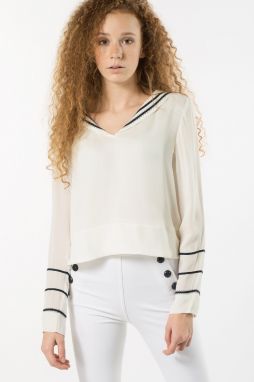 Blúzka - Tommy Hilfiger GIGI SILK SAILOR BLOUSE LS biela