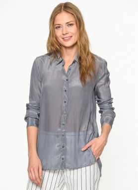 Blúzka - Tommy Hilfiger Cold dye viscose crepe shirt l/s 16 sivá