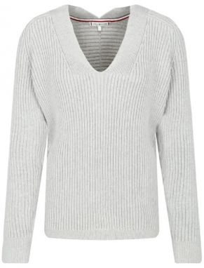 Tommy Hilfiger Sveter - HASEL V-NK SWTR sivý