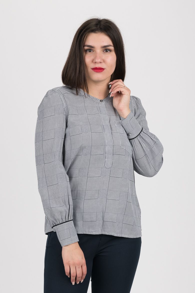 Tommy Hilfiger Blúzka - TH ESSENTIAL P-OVER BLOUSE LS čierno-biela