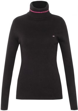 Tommy Jeans Sveter - TJW LOGO TURTLENECK SWEATER čierny