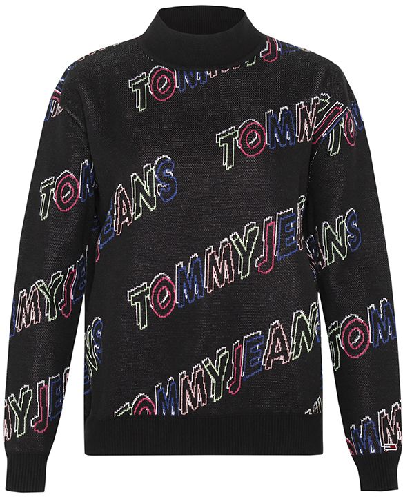 Tommy Jeans Sveter - TJW OUTLINE PRINT SWEATER čierny