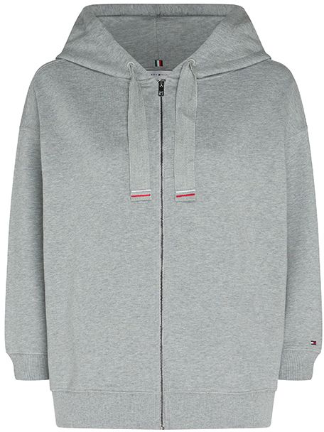 Tommy Hilfiger Mikina - OVERSIZED FLAG HOODIE 7/8 SLV sivá