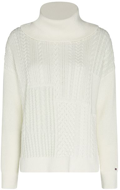 Tommy Hilfiger Sveter - CABLE MIX ROLL-NK SWEATER LS béžový