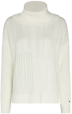 Tommy Hilfiger Sveter - CABLE MIX ROLL-NK SWEATER LS béžový