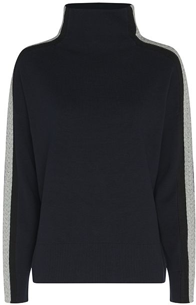 Tommy Hilfiger Sveter - SIDE STRIPE MOCK-NK SWEATER LS modrý