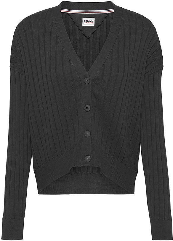 Tommy Jeans Kardigán - TJW ESSENTIAL RIB CARDIGAN čierny