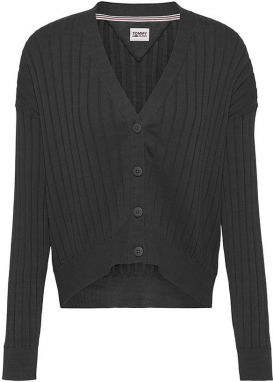 Tommy Jeans Kardigán - TJW ESSENTIAL RIB CARDIGAN čierny