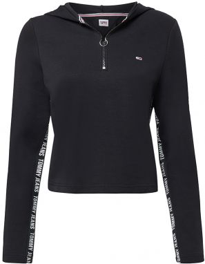 Tommy Jeans Mikina - TJW SLIM TAPE HOODIE LS čierna