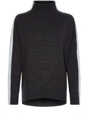 Tommy Hilfiger Sveter - TARAH RELAXED MOCK-NK SWEATER čierny
