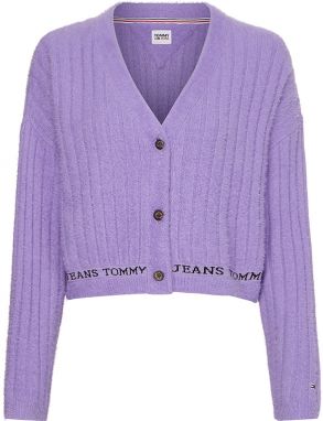 Tommy Jeans Kardigán - TJW CROP FURRY  CARDIGAN fialový