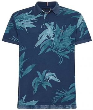 Tommy Hilfiger Polo tričko - PALM FLORAL PRINT REG POLO modré