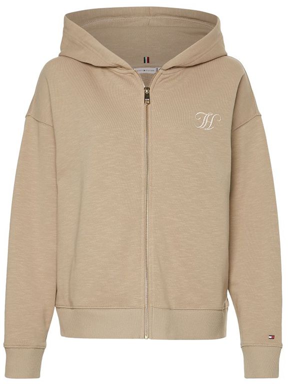 Tommy Hilfiger Mikina - RELAXED TH FULL ZIP HOODIE béžová