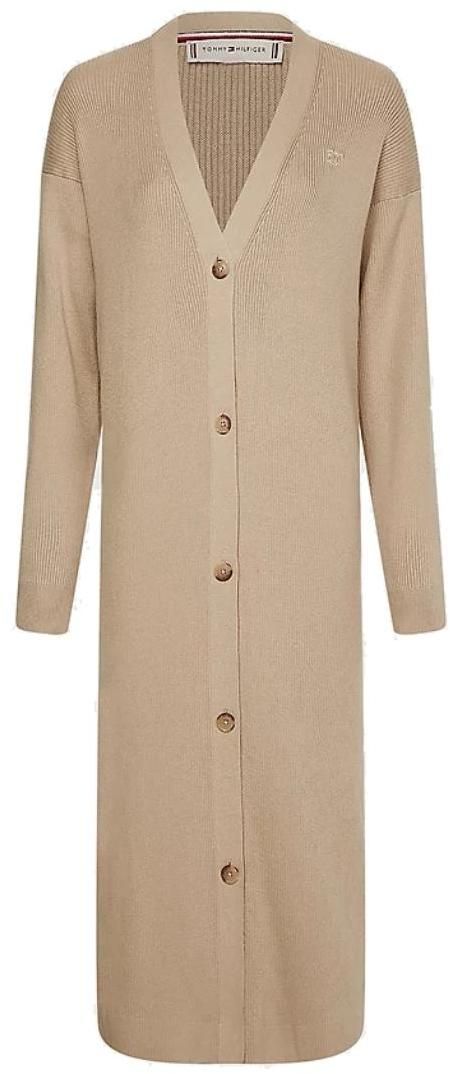 Tommy Hilfiger Kardigán - SOFT RIB MIDI V-NK CARDIGAN béžový