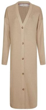 Tommy Hilfiger Kardigán - SOFT RIB MIDI V-NK CARDIGAN béžový