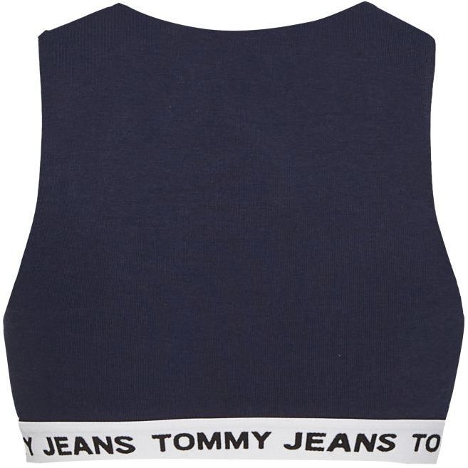 Tommy Jeans Top - TJW SUPER CROP V-LOGO WAISTAND modrý