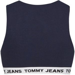 Tommy Jeans Top - TJW SUPER CROP V-LOGO WAISTAND modrý