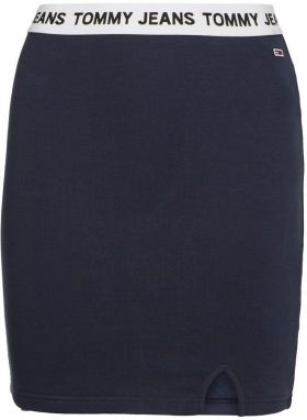 Tommy Jeans Sukňa - TJW LOGO WAISTBAND HWK SKIRT modrá