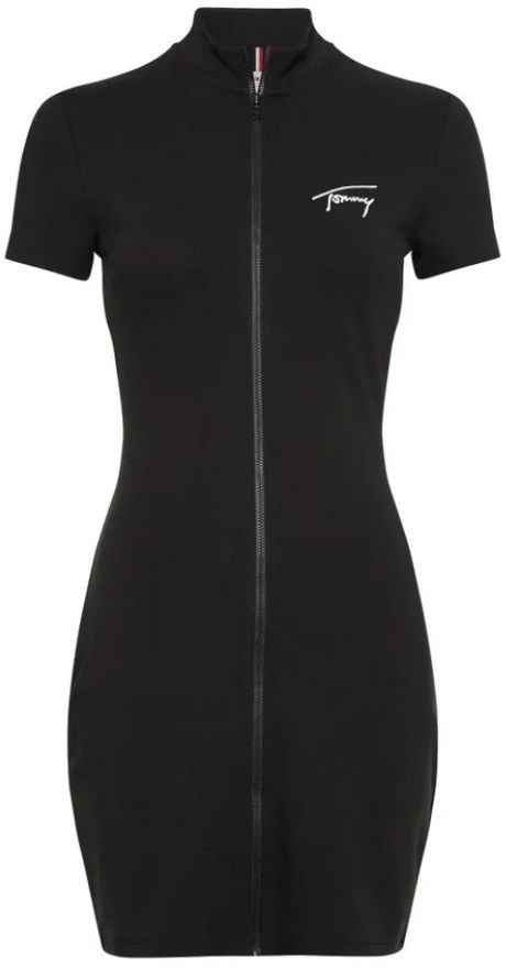 Tommy Jeans Šaty - TJW TOMMY SIGNATURE BODYCON čierne