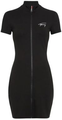 Tommy Jeans Šaty - TJW TOMMY SIGNATURE BODYCON čierne