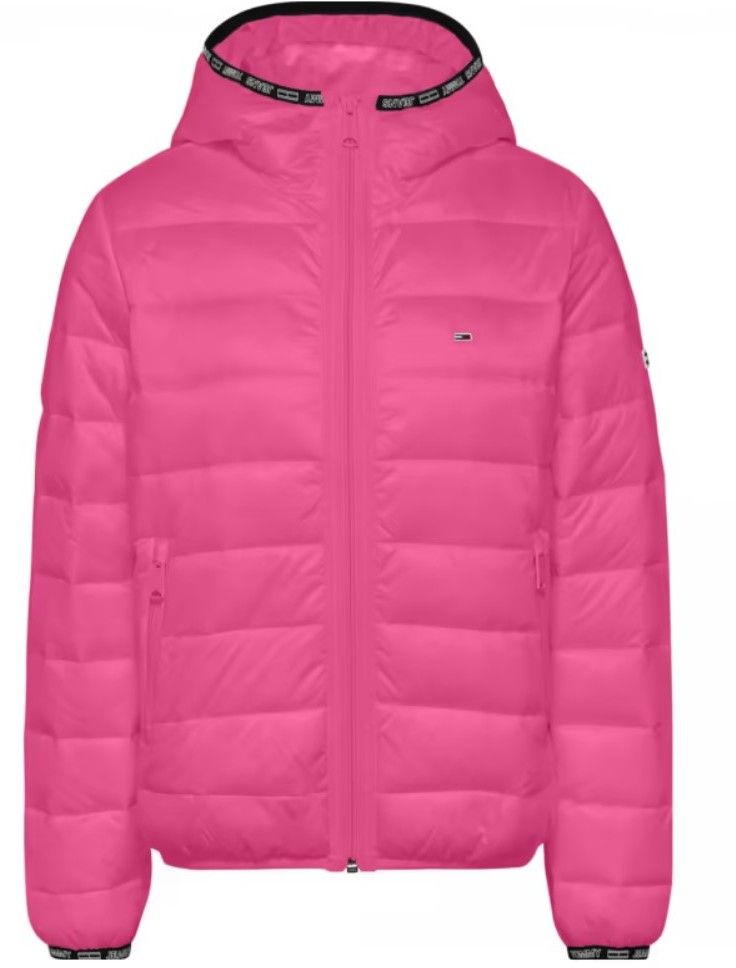 Tommy Jeans Bunda - TJW QUILTED TAPE HOODED JACKET ružová
