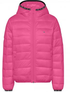 Tommy Jeans Bunda - TJW QUILTED TAPE HOODED JACKET ružová