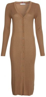 Tommy Hilfiger Kardigán - LYOCELL SILK LONG V-NK CARDIGAN hnedý