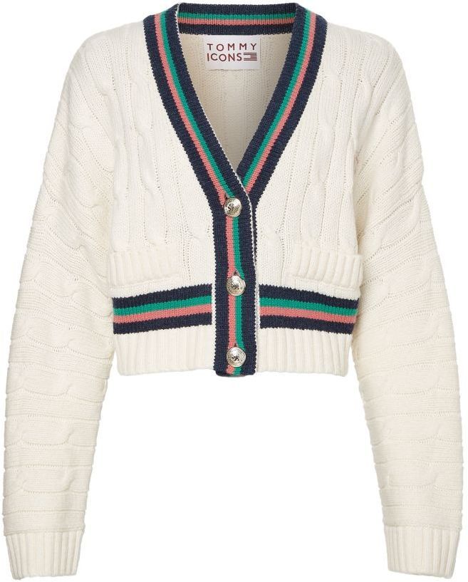 Tommy Hilfiger Kardigán - ICON CABLE V-NK CARDIGAN biely