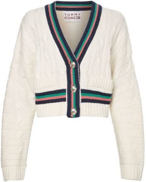 Tommy Hilfiger Kardigán - ICON CABLE V-NK CARDIGAN biely