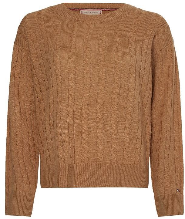 Tommy Hilfiger Sveter - SOFTWOOL CABLE C-NK SWEATER červený