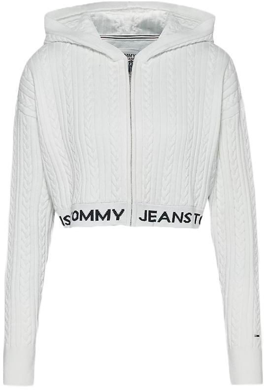 Tommy Jeans Kardigán - TJW BXY CROP ZIP WAI biely