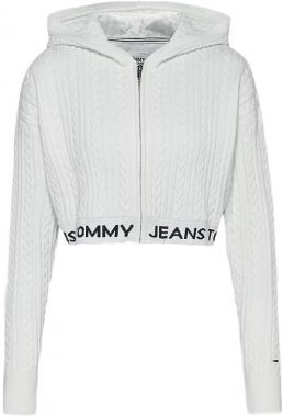 Tommy Jeans Kardigán - TJW BXY CROP ZIP WAI biely