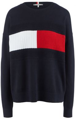 Tommy Hilfiger Sveter - TH ESSENTIAL STUCTURED FLAG SWTR tmavomodrý