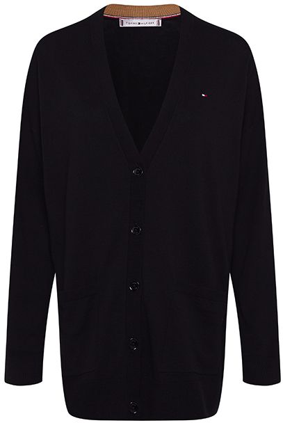 Tommy Hilfiger Kardigán - SOFT COTTON CARDI LS čierny