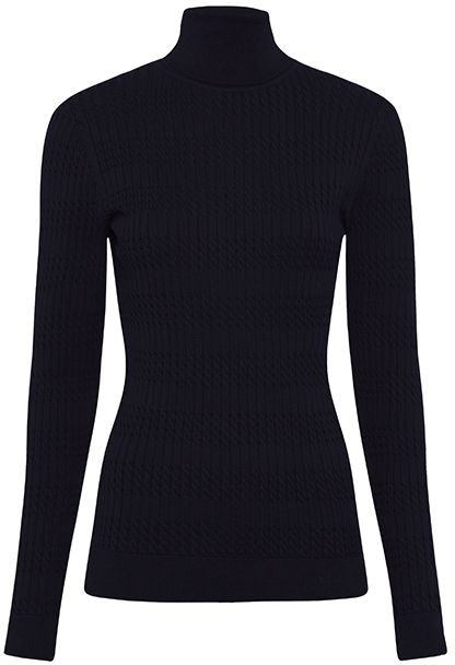 Tommy Hilfiger Sveter - TH ESS CABLE ROLL-NK SWEATER LS tmavomodrý