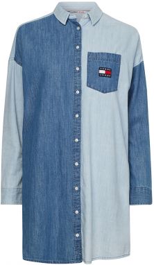Tommy Jeans Šaty - TJW ARCHIVE DENIM SHIRT DRESS modré