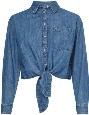 Tommy Jeans Košeľa - TJW FRONT TIE CHAMBRAY SHIRT modrá