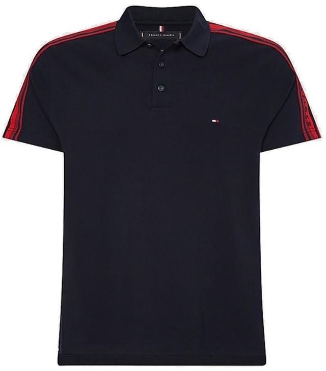 Tommy Hilfiger Polo tričko - FLAG OUTLINE TAPE SLIM POLO modré