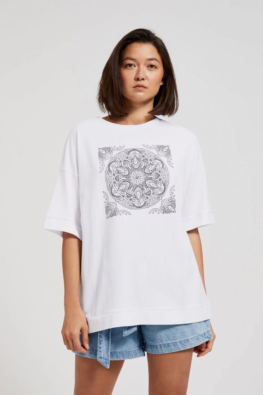 Women's T-shirt with MOODO print - white